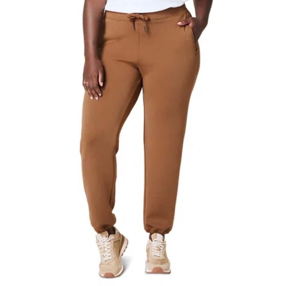 SPANX AirEssentials Jogger Pants Small Cocoa Brown Drawstring Lounge 28.5” EUC